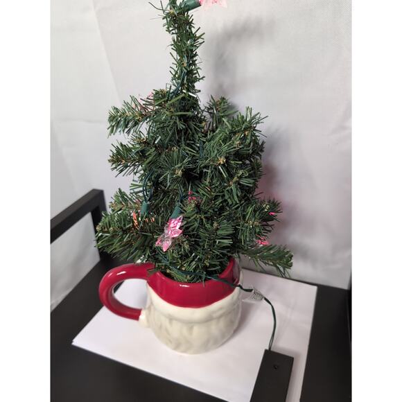 Vintage Sleigh Bell Bistro Winking Santa Mug with Christmas Tree Star Light... - Picture 4 of 6